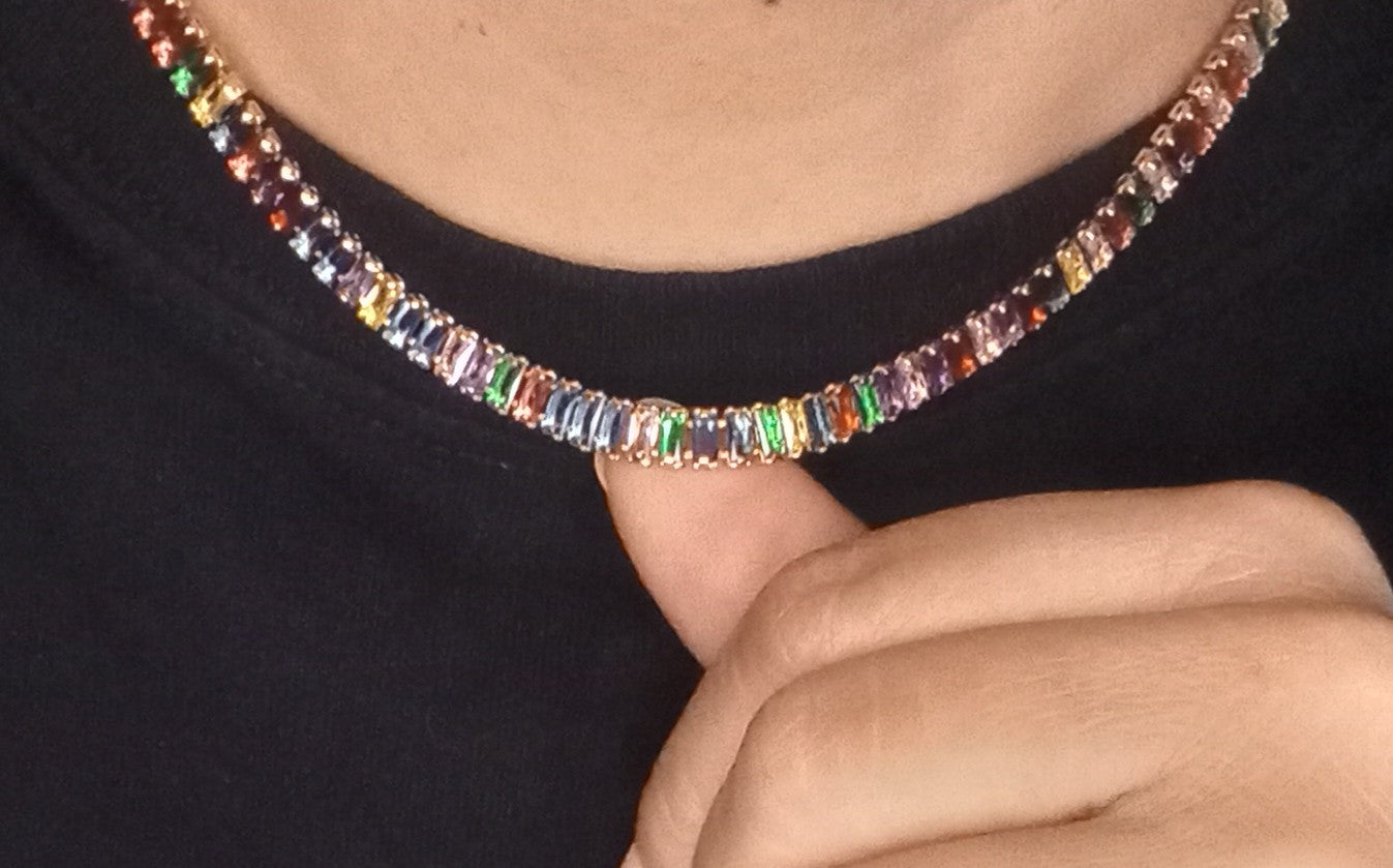 Multi Color Zircon Choker Necklace