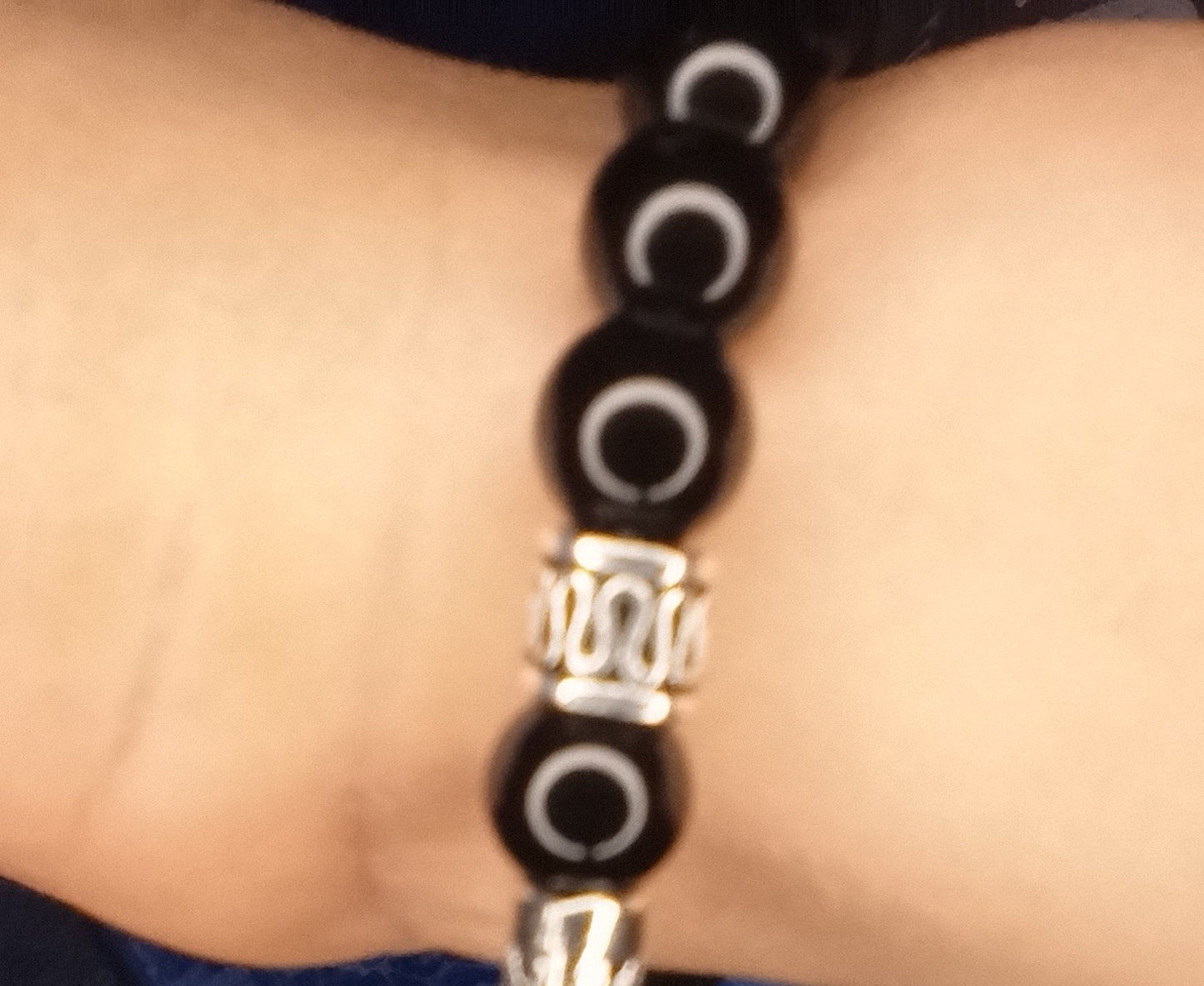 Obsidian Crystal Stone Bracelet with Silver