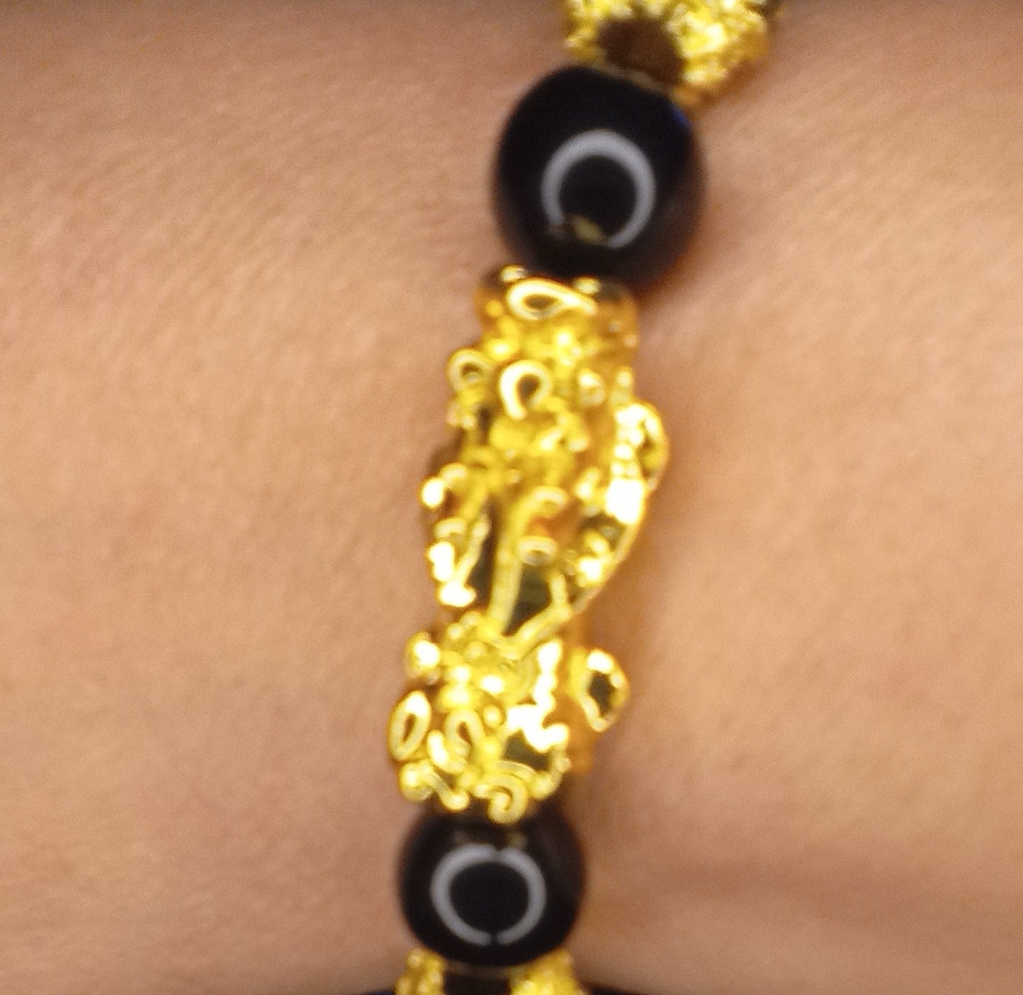 Obsidian Crystal Stone Bracelet with Gold