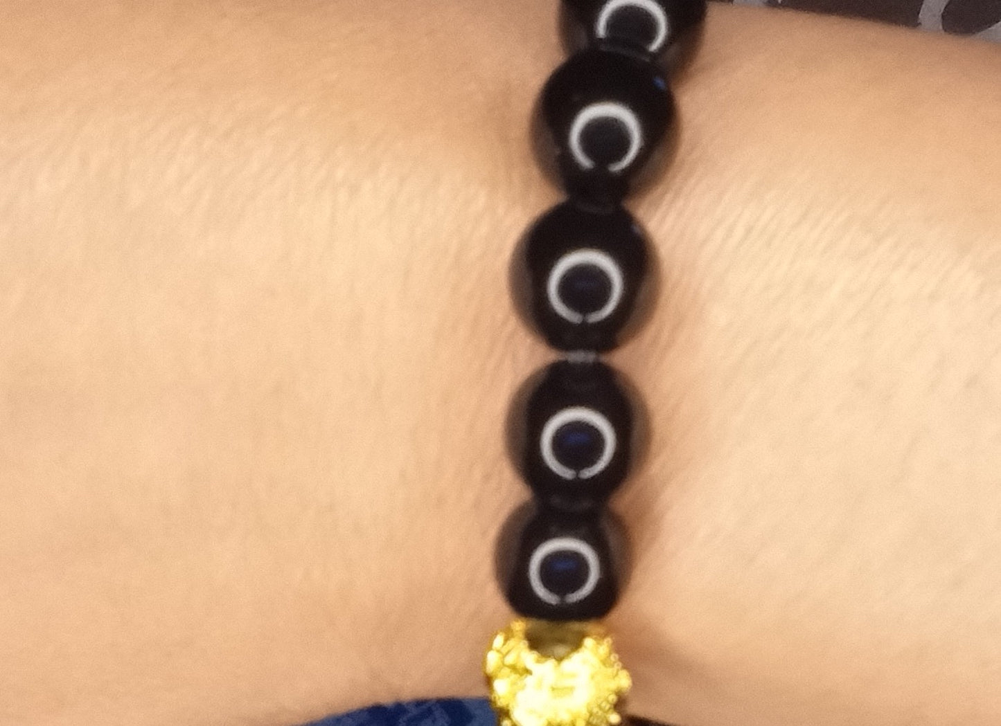 Obsidian Crystal Stone Bracelet with Gold